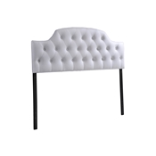 Baxton Studio Morris Modern and Contemporary Queen Size White Faux Leather Upholstered Button-tufted Scalloped Headboard
